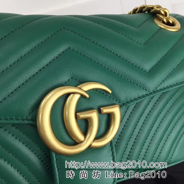 GUCCI古馳原單 新款專櫃品質原單貨實物實拍443497 綠色鏈條單肩斜挎包 HY1081